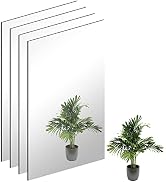 QEEYON 16 x 12'' Wall Mirror Tile Self Adhesive Glass Mirror Frameless High Clear Full Length Mir...