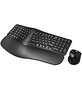 MK960 Ergonomic Wireless Keyboard Mouse Combo, Bluetooth/2.4G Split Design Keyboard with Palm Res...
