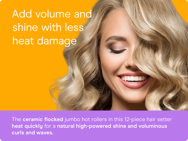 Conair hot rollers heated long medium hair electric jumbo curlers women’s large 12 clips ceramic