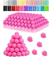 120PCS FIVEIZERO Silicone Beads, 15mm Round Silicone Beads Bulk Mauve Pink for Keychain Making, B...