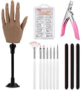 Silicone Hand for Acrylic Nails with Stand Bracket,Realistic Silicone Nail Training Hand, Soft Fl...