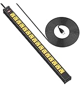 Metal 16 Outlet Power Strip, Extra Long Power Strip With10ft Cord, BTU Heavy Duty Power Strip Wal...