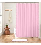 Ohocut Scalloped Shower Curtain, Boho Shower Curtains for Bathroom, Cute Modern Preppy Chic Ruffl...