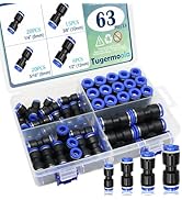 Tugermoola 63PCS Push to Connect Fittings Straight 6mm 8mm 10mm 12mm Quick to Connect Air Hose Fi...