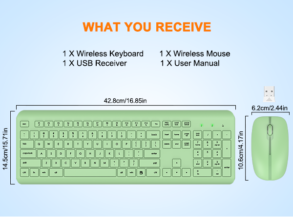 Wireless Keyboard and Mouse Combo, Full Size Silent Ergonomic Keyboard Mouse