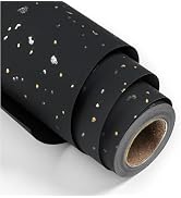 MAYPLUSS Wrapping Paper Roll - 17in x 16.5Ft - Luxury Thick Black Gold Foil Flakes Marvelous Sati...