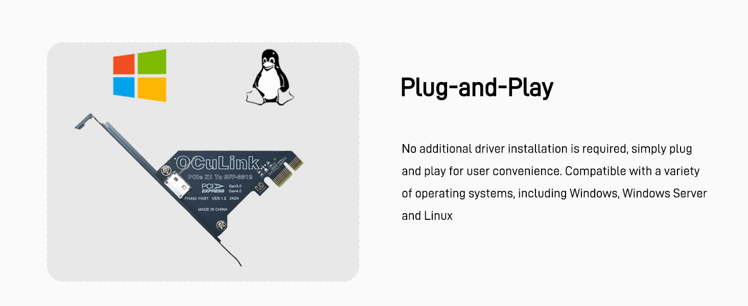 Gen4 PCIe 4.0 x1 to Oculink SFF-8612 Internal SFF-8611 Adapter Card for NVMe SSD, GPU, eGPU