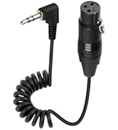 YANBORONSN 90 Degree Gold Plated 3.5mm to XLR 3Pin Female Coiled Cable, 1/8 inch Jack TRS Stereo ...