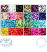 Ybxjges 9600Pcs 4mm Glass Seed Beads Small Beads Bracelet Making Kit with Elastic String Jewelry ...