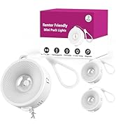 2" Rechargeable Mini Puck Lights w/Lanyard, Renter Friendly Magnetic Stick On Battery Operated Li...