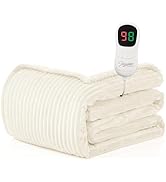 Homemate Heated Blanket Electric Throw - 50"x60" Heating Blanket Throw 1/2/4/6/8 Hours Auto-Off 1...