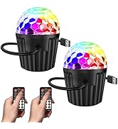memzuoix 2-Pack Portable Mini Disco Ball Light for Party, RGB DJ Strobe Light with Remote Control...