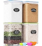 Chef's Path Kitchen Storage Box Set of 4 Extra Large Airtight Food Storage Jars for Sugar Flour C...
