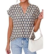 PRETTYGARDEN Womens Floral Print Short Sleeve Summer Tops 2026 Trendy V Neck Loose Boho Shirts Ca...