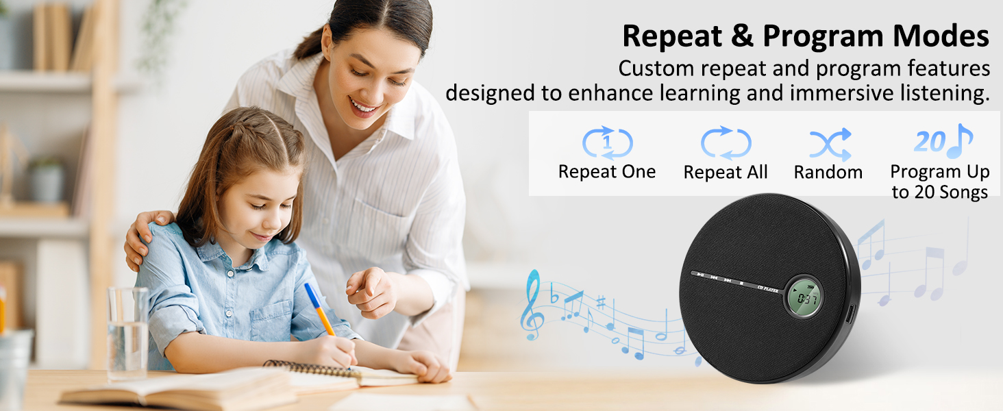 discman cd player study student repeat program