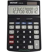 Victor 1180-3A 12-Digit Standard Function Calculator, Battery and Solar Hybrid Powered Adjustable...