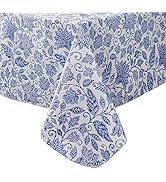 Vinyl Tablecloth with Flannel Backed Waterproof Oil-Proof PVC Table Cloth Wipeable Spill-Proof Pl...