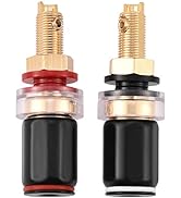 ASHATA Speaker Binding Post, Speaker Terminal 2 pcs Black &amp;Red Free Welding Copper Speaker Amplif...