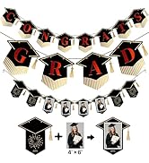 PartyWoo Class of 2026 Black and Red Graduation Banner Decorations 2pcs Black Red 2026 Hanging Co...