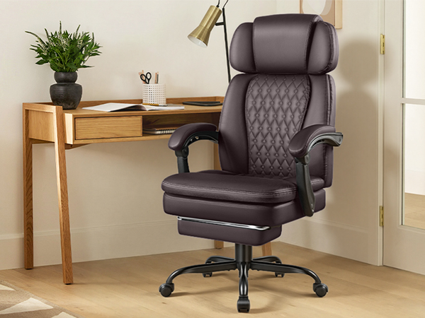 Executive Big and Tall Office Chair with Foot Rest Computer Office Chair with Adjustable Headrest 