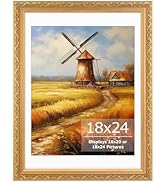 18x24 Picture Frame with White Mat, Ornate Vintage Finish, Gold Wall Frames 18 x 24 or Matted to ...