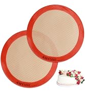 Silicone Baking Mats, 2 PCS Round Silicone Mats for 9 Inch Cake Pan, Non-Stick Reusable Cookie Sh...