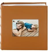 Golden State Art,Photo Album with Memo Writing Space hold 200 4x6 Horizontal Pictures,Leather Cov...