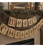 Christmas Decorations - Vintage Merry Christmas Banner for Home Decor | Cozy American Heritage &amp; ...