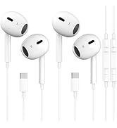 2 Packs USB C Headphones for iPhone 17/16/15 Earbuds, Type C Earphones with Mic &amp; Remote Control ...