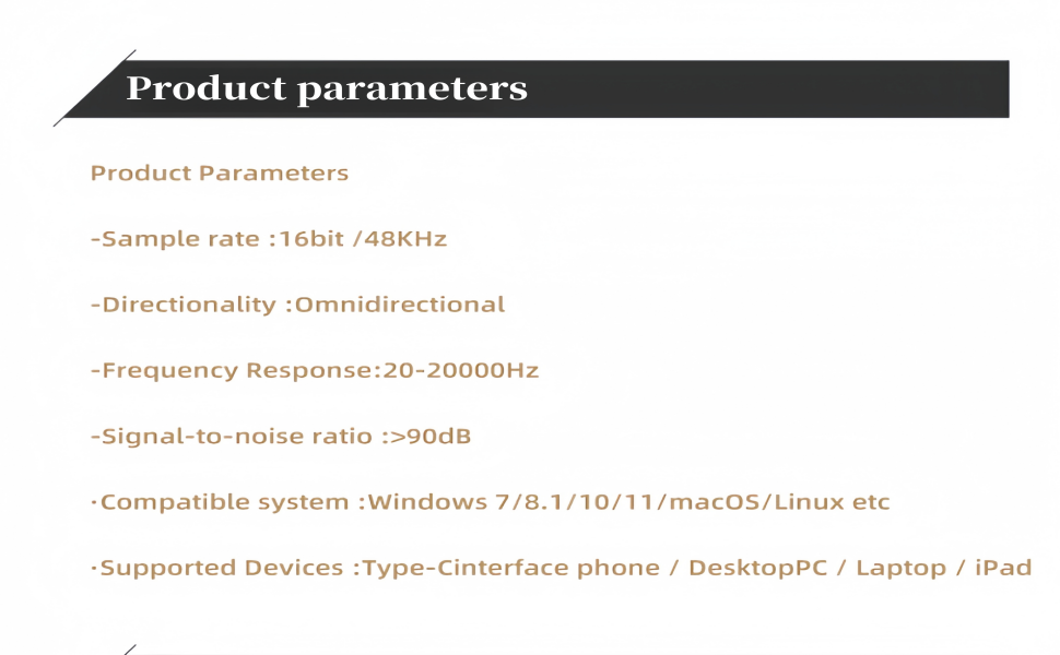 microphone product parametes