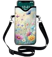 otilil Neoprene Cell Phone Sleeve Pouch Case Bag with Crossbody Strap Neck Lanyard for Women 7.1 ...