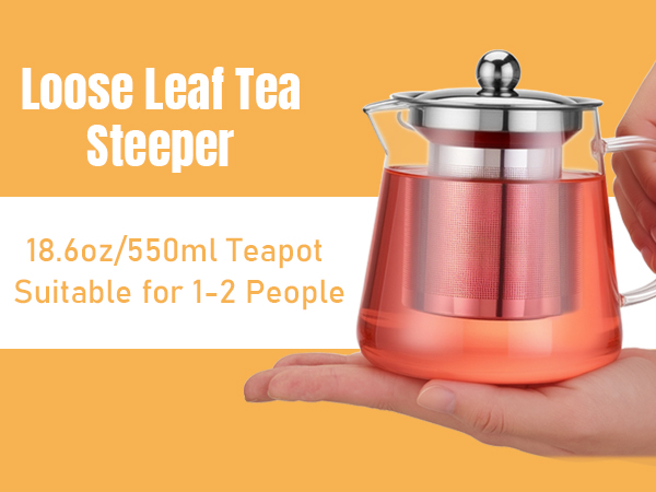 Glass Teapot Stovetop 18.6 OZ, Borosilicate Clear Tea Kettle