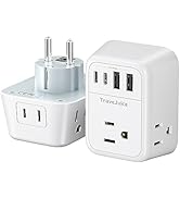 Type E/F Plug Adapter, TraveJuice European Travel Adapter with 4 Outlets &amp; 4 USB Ports (2 USB C),...