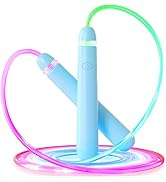 LED Light Up Jump Rope for Kids and Adult, Adjustable Glowing Skipping Rope for Boys and Girls, C...
