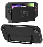 FUNDIARY Clear Black Dockable Cover Case for Switch 2 with Separated Design, Shock-Absorbing and ...