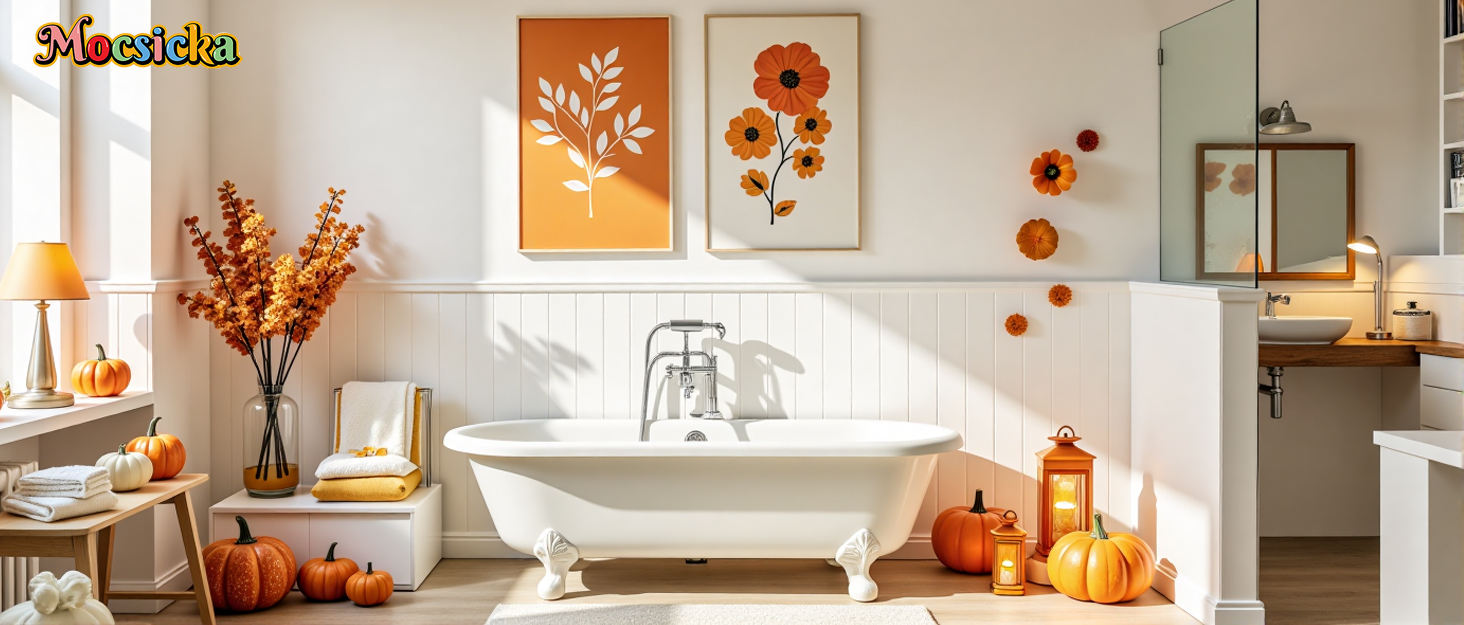 fall shower curtain for fall bathroom decor