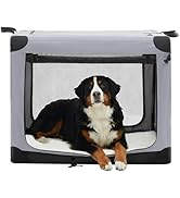 KMFurnila Dog Travel Crate 42 Inch, Portable Soft-Sided Travel Carriers for Dogs and Cats, Foldab...