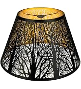 Medium Lamp Shade, ALUCSET Barrel Metal Lampshade with Pattern of Trees Lampshade for Table Lamp,...