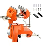 MAXMAN Clamp Bench Vise with Post Universal, Woodworking Vise, 360° Heavy Duty Cast Steel, Table ...