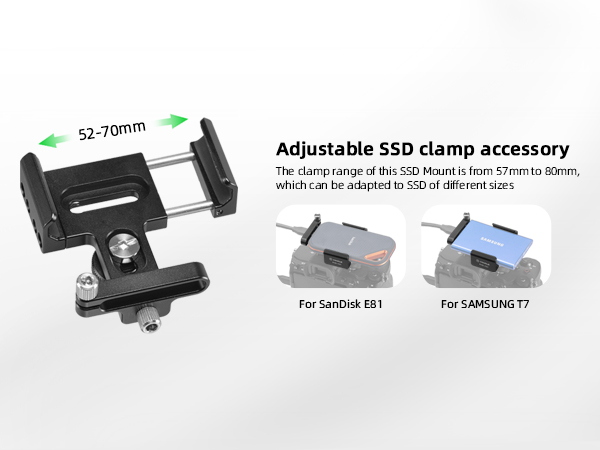 The clamp range of this SSD Mount is from 52mm to 70mm, 