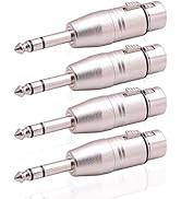 Smithok 4 Pack XLR Female to 1/4" TRS Adapter, Balanced Female XLR to Quarter Inch 6.35mm Male Ad...