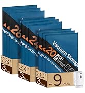 9 Pack Vacuum Storage Bags for Travel, with Wireless Rechargeable Air Pump, Privacy Protection Ox...