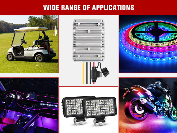 Nilight 360W 48V 36V to 12V 30A DC Converter Regulator Reducer with Fuse