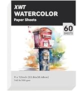 XWT Watercolor Paper Sheets Bulk, 9x12in 300gsm-60 Sheets, Drawing Supplies for Artists, Students...