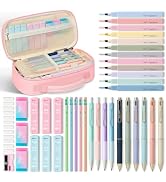 Taja 39 PCS Aesthetic Stationery Set with Pencil Case, 6 Gel Pens, 12 Pastel Highlighters, 5#2 Pe...