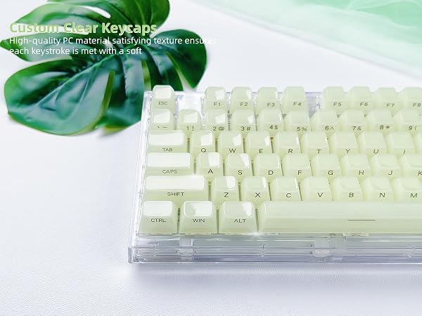 Womier Keyboard Keycaps Jelly - Ceramic Keycaps Style, Clear Creamy Green Key Cap