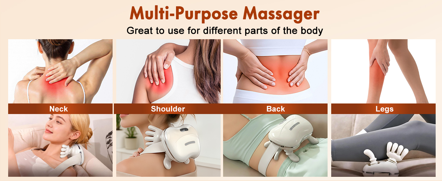 Wireless Neck Massager with Heat, Rechargeable Shiatsu Neck and Shoulder Massage