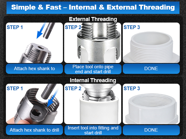 pipe tapping and threading tool