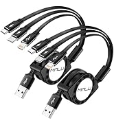 Multi Charging Cable, [2Pack 4Ft] 3 in 1 Retractable Fast Charger Cable Multi Charging Cord USB C...