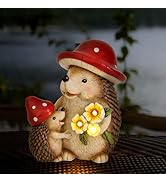 Smadeer Solar Hedgehog Garden Statue Lights for Outdoor Decor, Resin Hedge hog Figurine Lighting ...